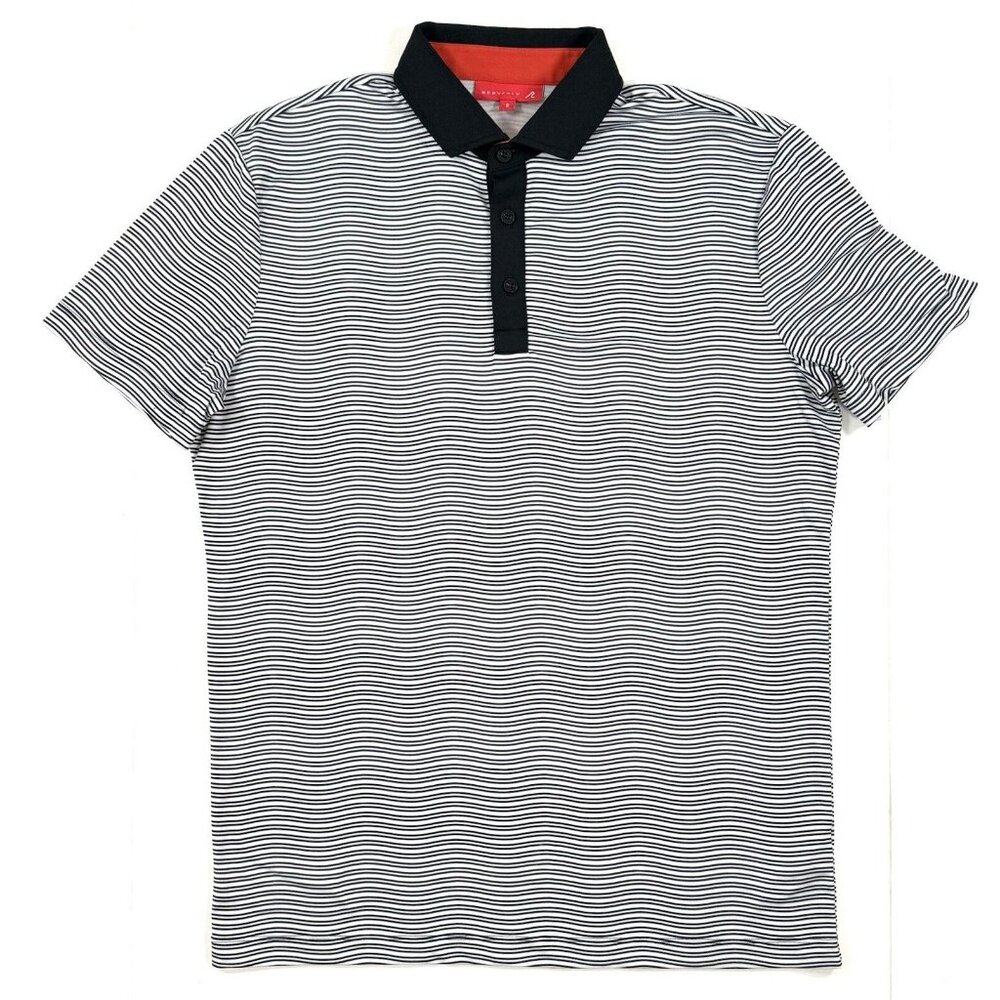 Redvanly Golf Polo Shirt Mens Size Small Black Striped Short Sleeve Performance